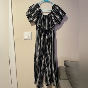 Black and white striped jumpsuit